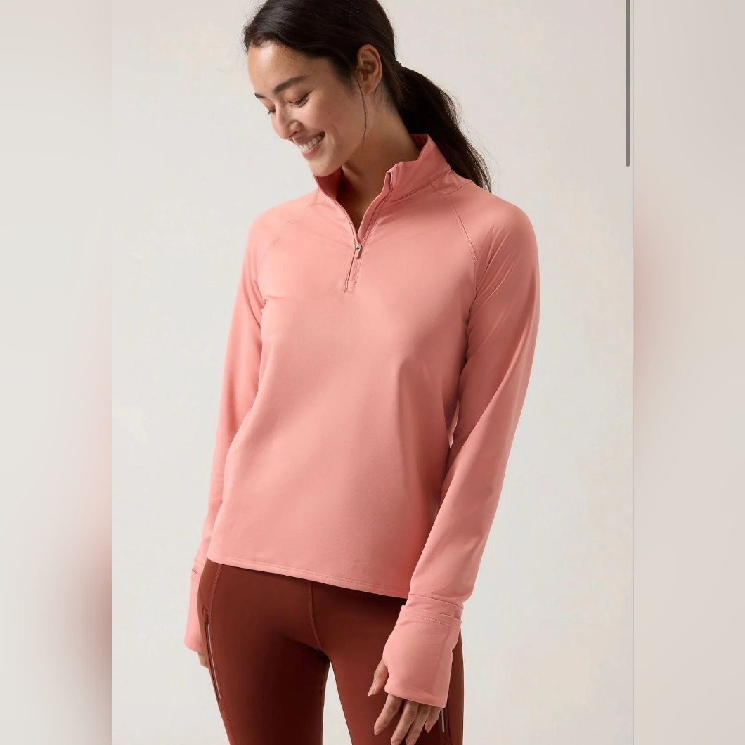 Athleta Whistler Half Zip Pullover Conch Pink Women's Size Medium